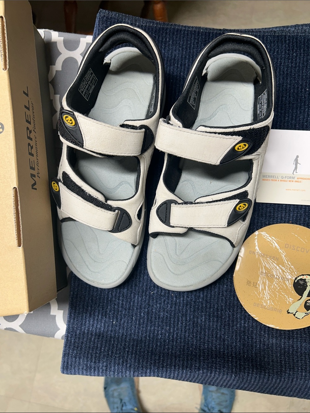 Merrell Women’s Beige and Black Triple-Strap Sport Sandals